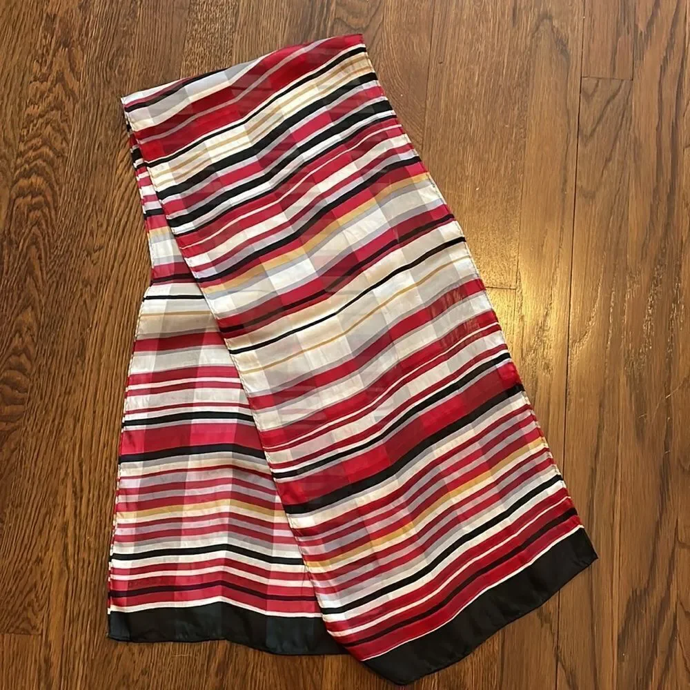 ‎Echo black, white & red striped scarf